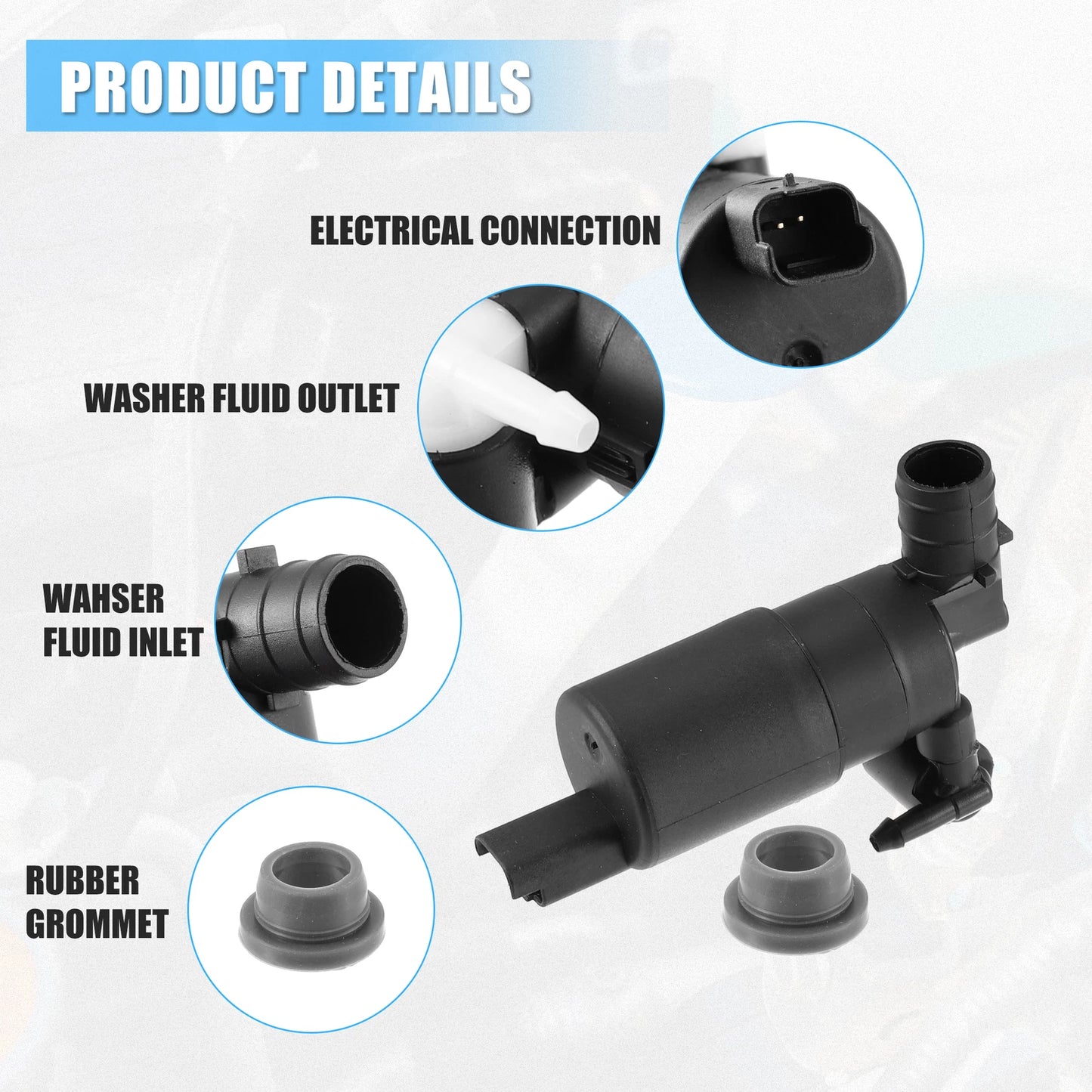 Windshield Washer Pump for Citroen C3, Peugeot 307 (2002–2010)