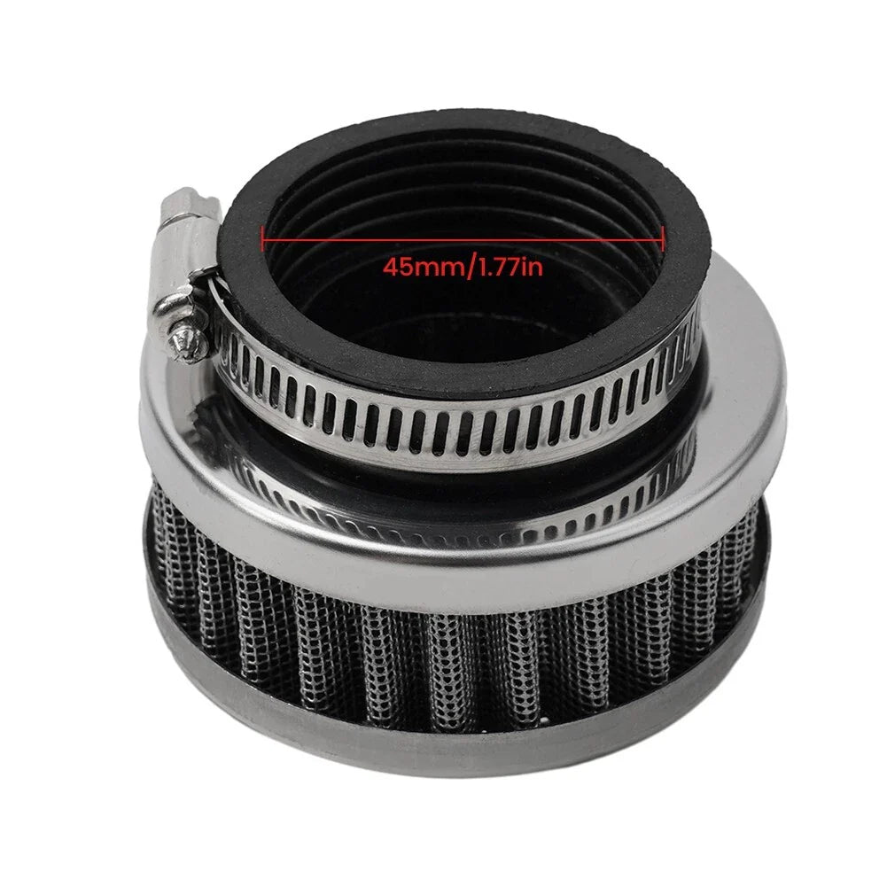 Air Filter Cleaner / 45MM Round Tapered Rubber Silver for Motorcycle