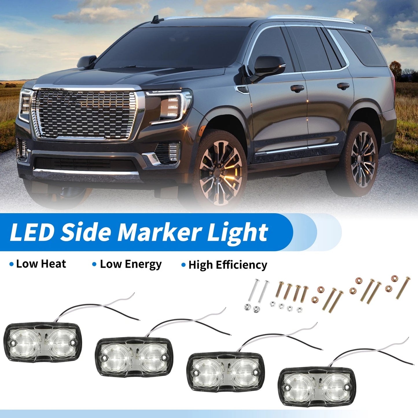 Set of 4 LED Side Fender Marker Lights for Universal Vehicles