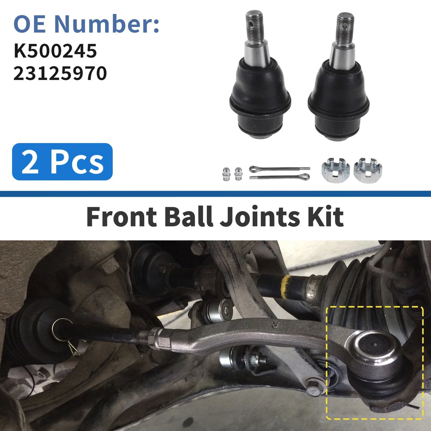 2X Front Lower Ball Joints for Chevrolet Silverado 1500 (2013–2020) K500245