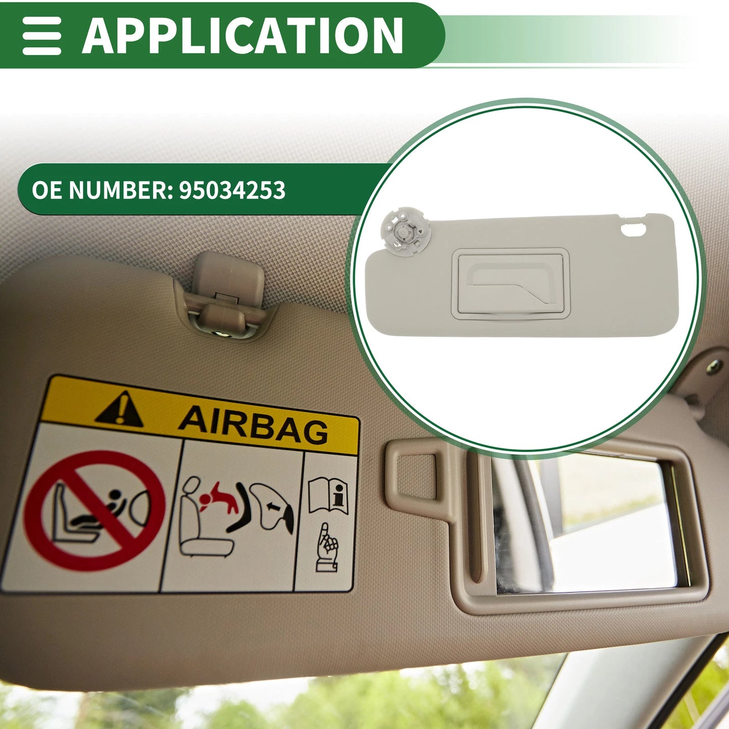 Left Sun Visor for Chevrolet Cruze (2011–2016) with Mirror No.95034253