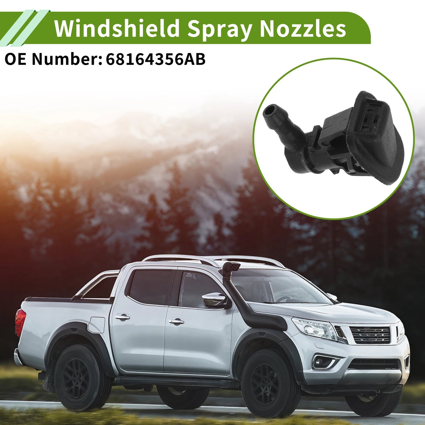 Set of 2 Front Windshield Washer Nozzles for Jeep Wrangler (2013–2015) No. 68164356AB