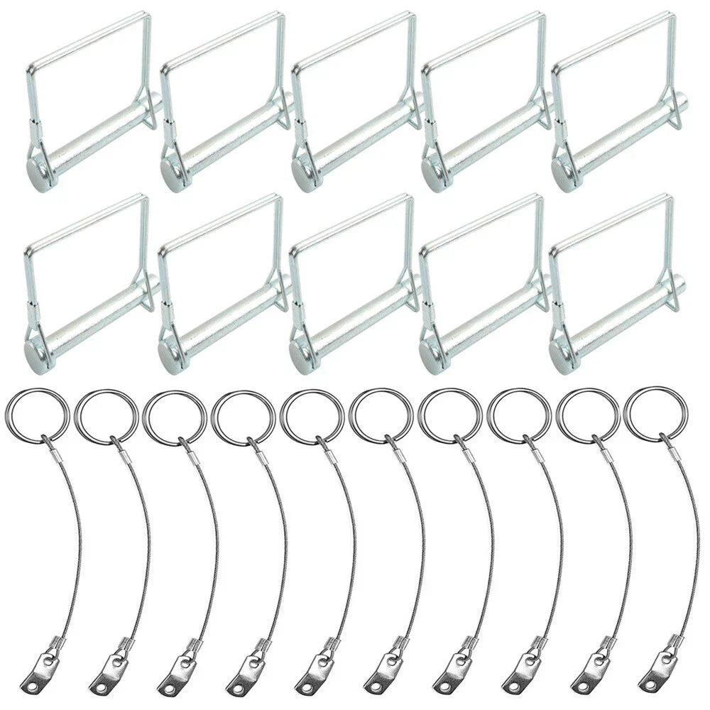 10x Square Trailer Pin & Anti-Lost Rope Safety Coupler Locking Pin Kit