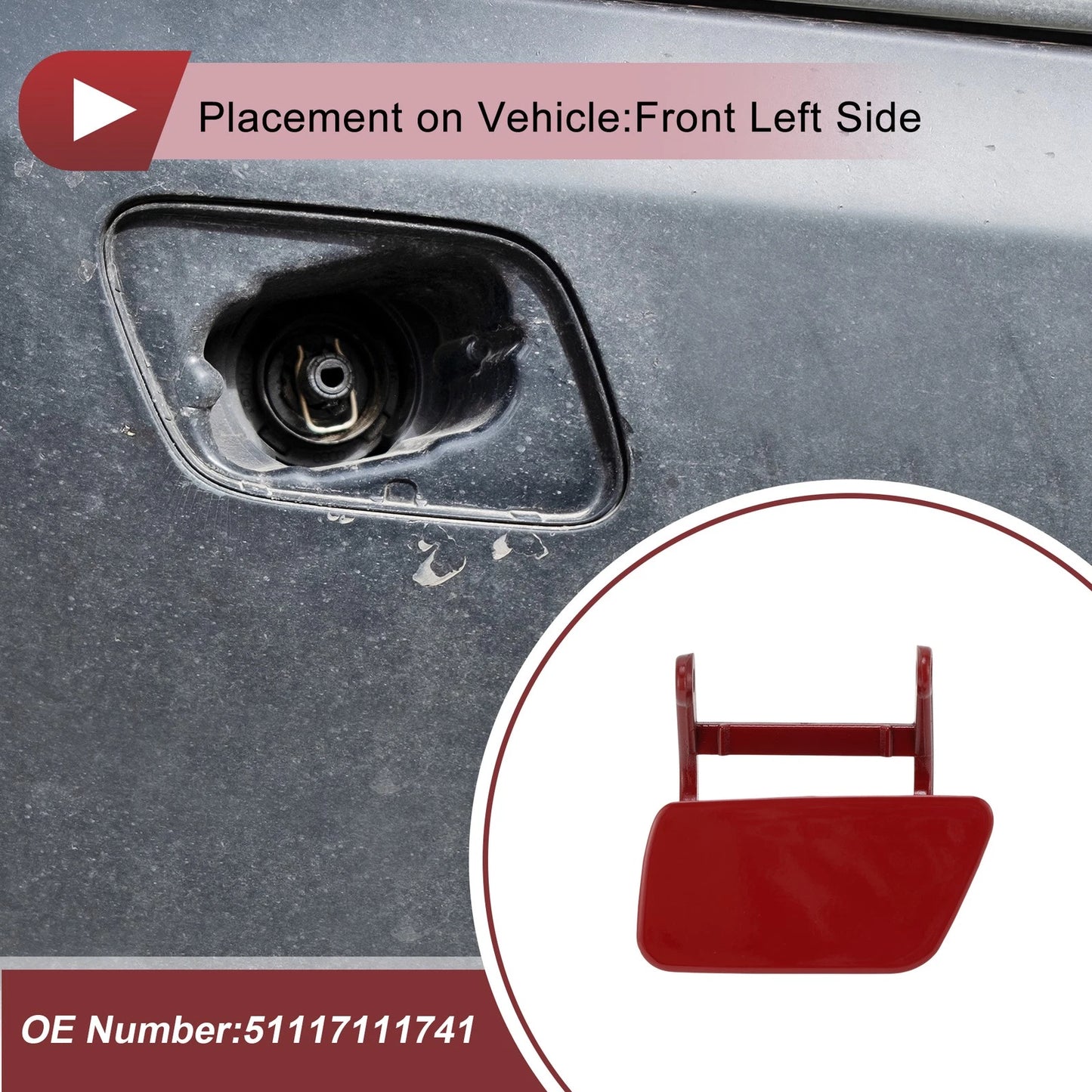 Headlight Washer Nozzle Cover Cap No. 51117111741 for BMW 525i (2004–2005) Red