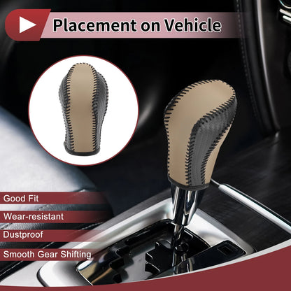 Gear Shift Knob Cover for Nissan Maxima (2016–2023) Black Beige Faux Leather