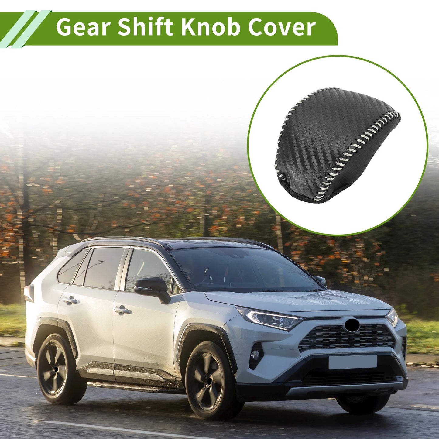 Gear Shift Knob Cover for Toyota RAV4 (2019–2024) Black Carbon Fiber