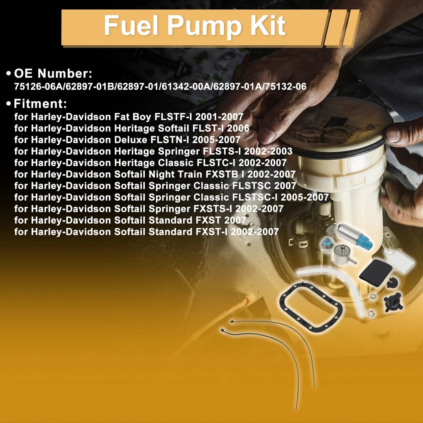 Fuel Pump for Harley-Davidson Fat Boy FLSTF-I (2001–2007) Replaces 75126-06A
