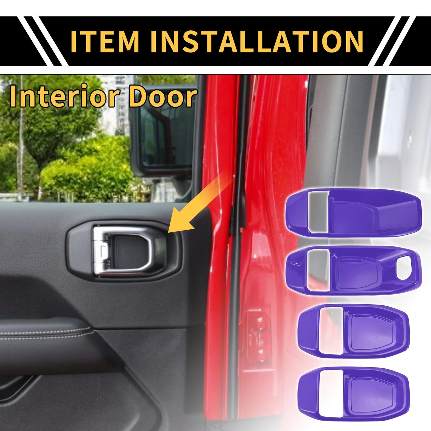 Set of 4 Interior Door Handle Bowl Cover Trims for Jeep Wrangler JL (2018–2023)