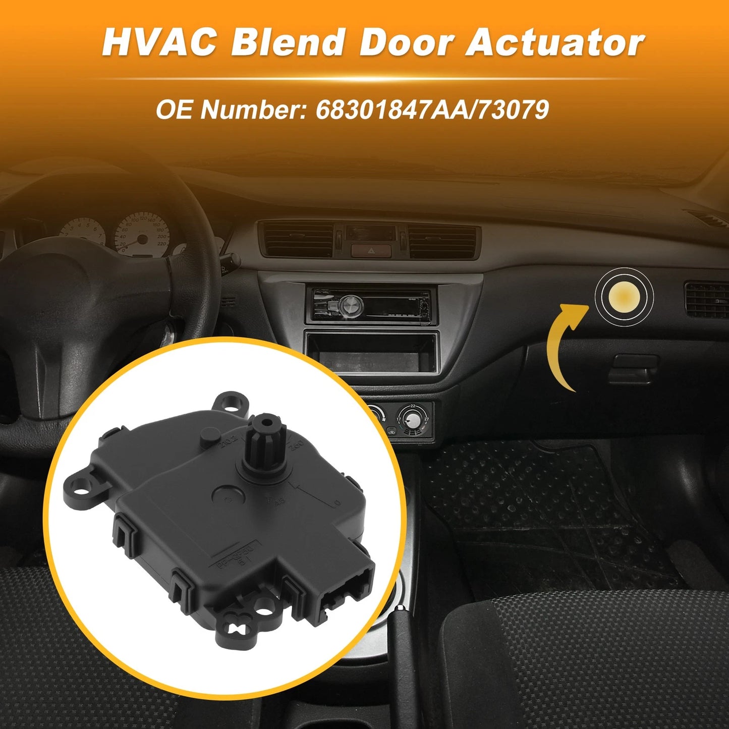HVAC Heater Blend Door Actuator for Jeep Wrangler (2018–2024) 68301847AA