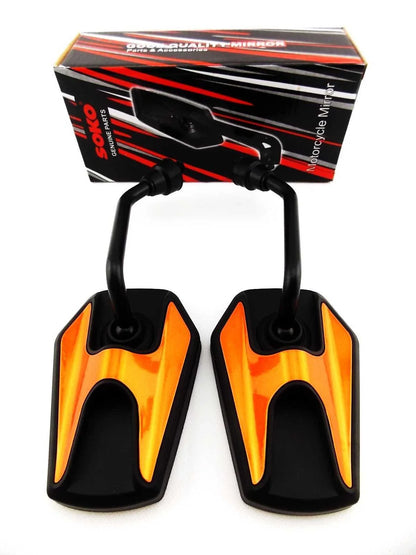 Black Orange Hex Soko Mirrors for Honda VF700S Sabre (1984-1985)