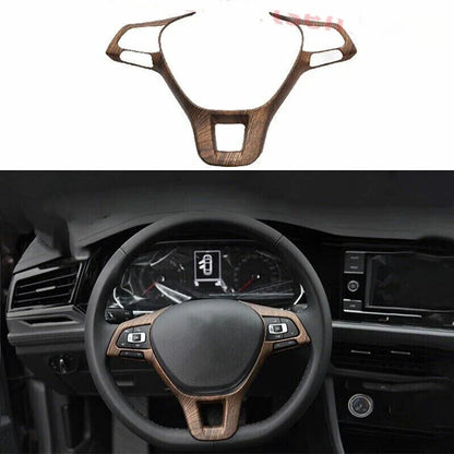 Wood Grain Steering Wheel Control Cover Trim Peach for VW Jetta Mk7 (2019–2024)