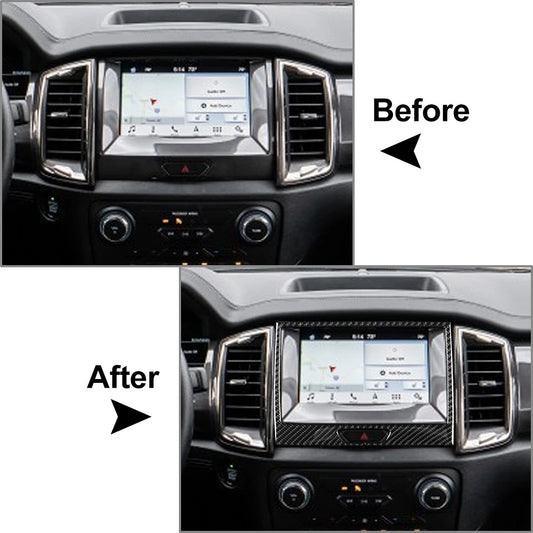 Carbon Fiber Black GPS Panel Cover Trim for Ford Ranger Sport (2015–2022)