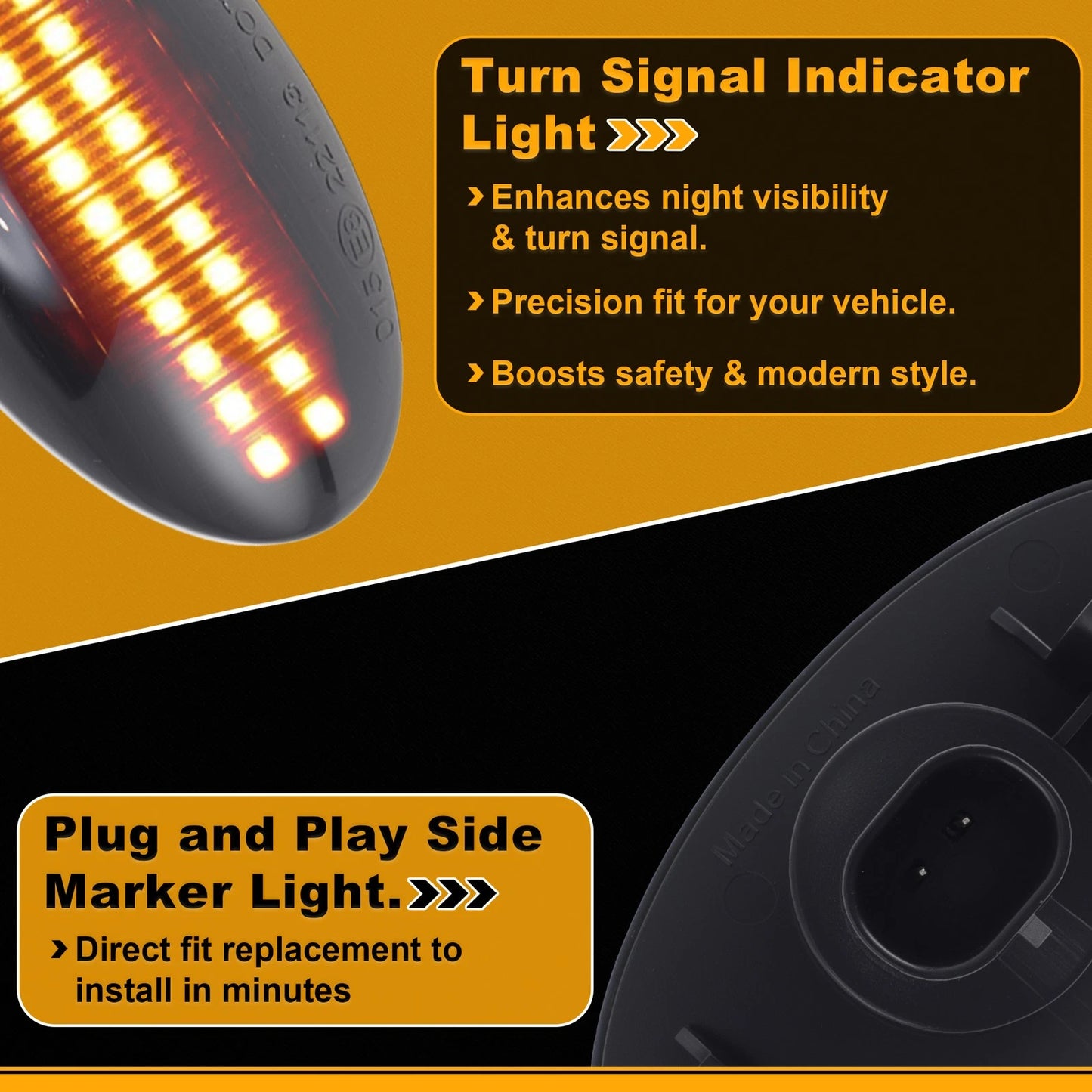 Dynamic LED Amber Side Marker Fender Light 71742475 for Fiat Sedici (2005–2012)