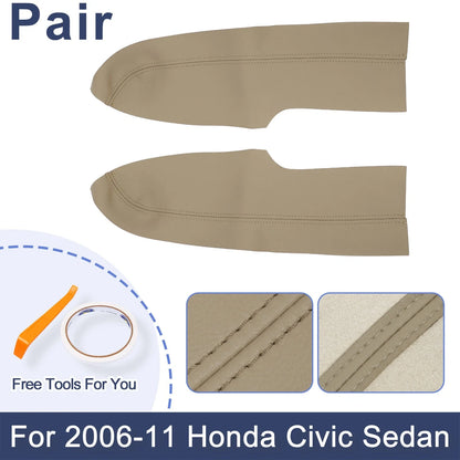 Front Door Panels Armrest Covers 2 x Beige for Honda Civic Sedan (2006-2011)