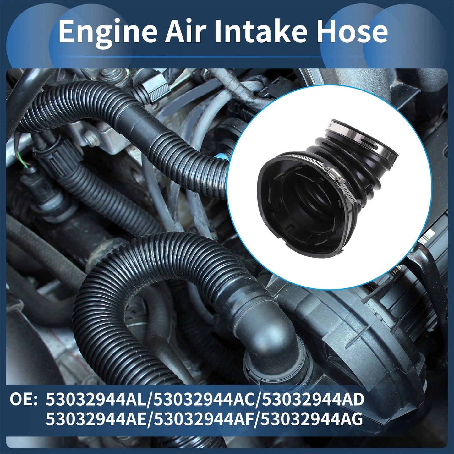 Engine Air Intake Hose for Dodge (No. 53032944AL) Rubber Clamp