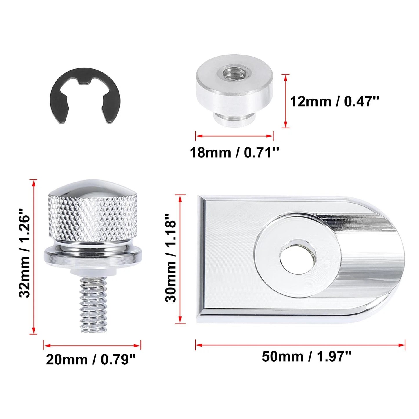 Seat Bolt Tab Screw Mount Knob Nut Cover Kit for Harley Davidson (All Years)