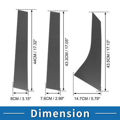 Set of 6 Door Pillar Window Trim for Ford Focus (2008–2011) Carbon Fiber