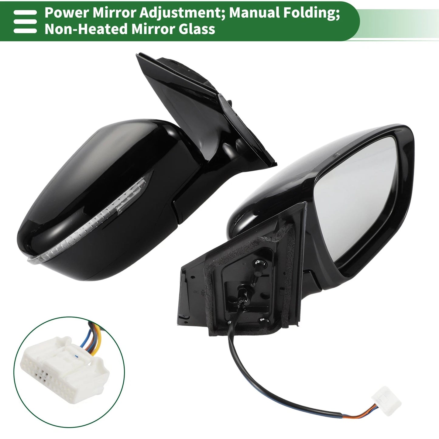 Right Side Door Mirror for Nissan Murano (2015–2020) Manual Folding Black