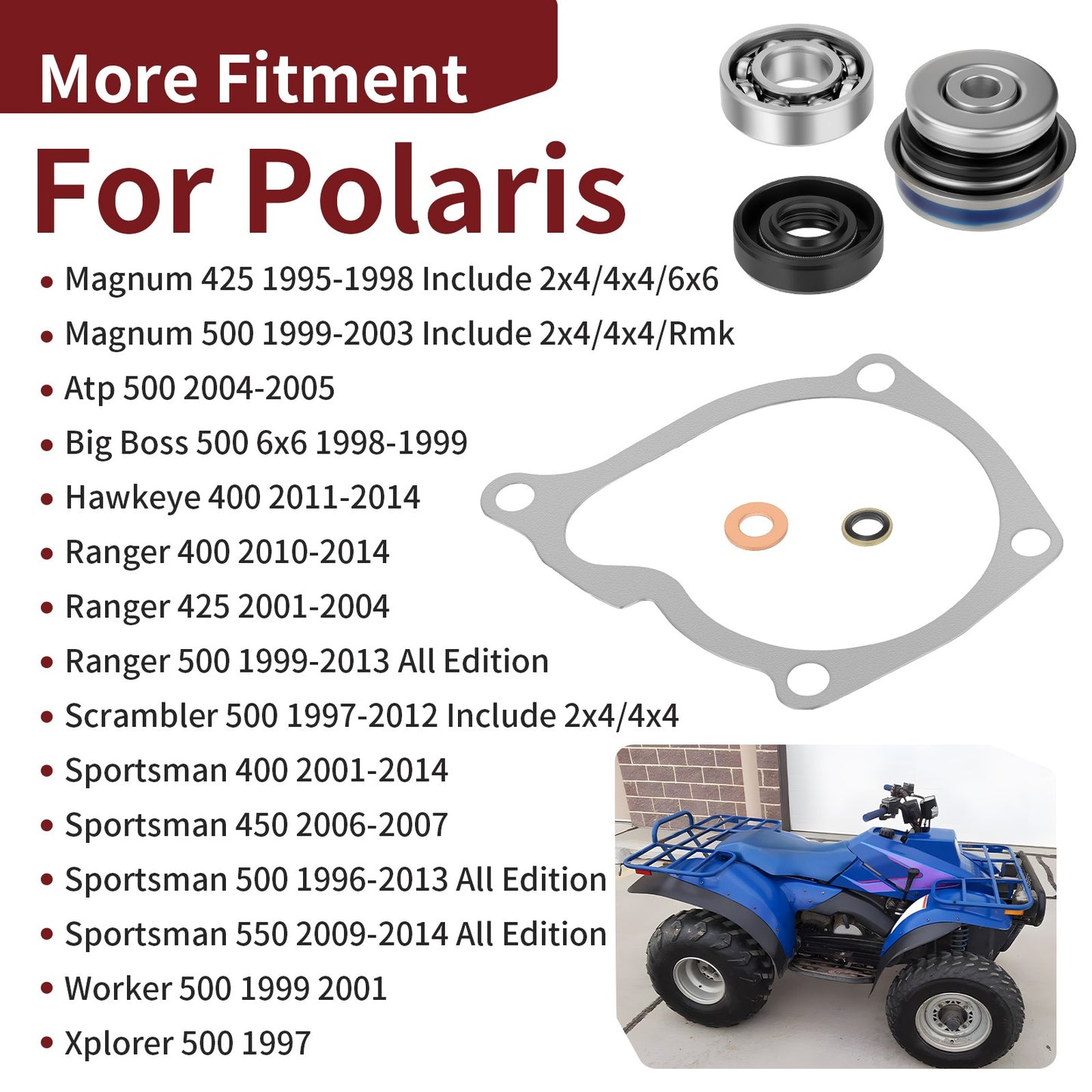 Water Pump Bearing Seal Gasket for Polaris Sportsman 500 550 400 450 XP (1996–2014)