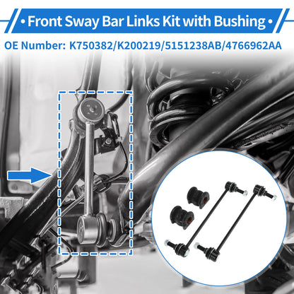 Set of 2 Front Stabilizer Bar Links with Bushings for Dodge Journey (2009–2020) No.K750382