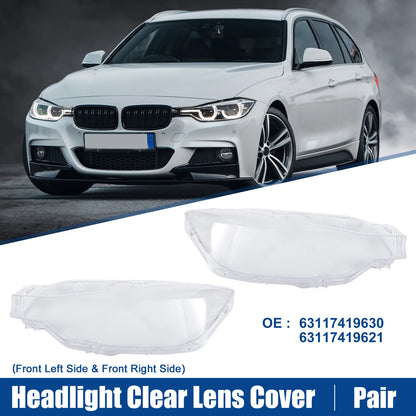 Pair Headlight Clear Lens Cover for BMW 3 Series F30 (2016–2018) No. 63117419630