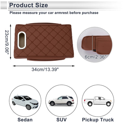 Center Console Cover for Car (13.39"x9.06"x2.36", Nappa Leather)