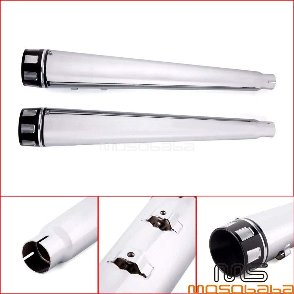 Chrome Exhaust Pipe Slip-On Mufflers for Harley Touring (1995-2016)