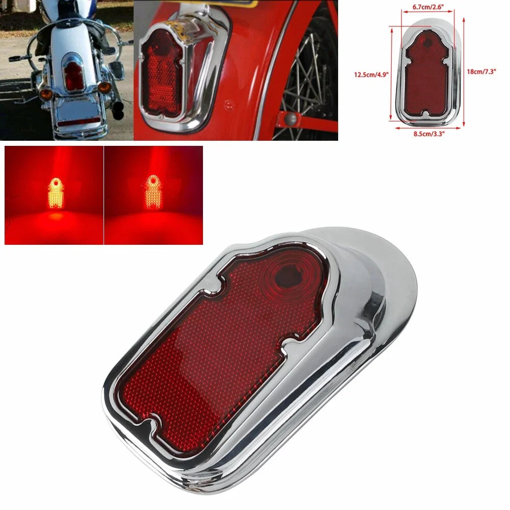 Metal Chrome Red Tombstone Brake Tail Light for Harley Fat Boy Softail