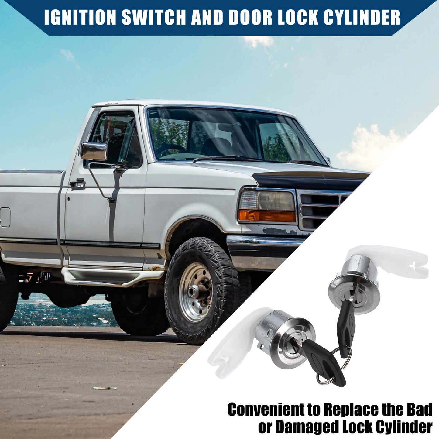 Ignition Switch Lock Cylinder & Door Lock Cylinder for Ford F150 F250 (1997–2003)