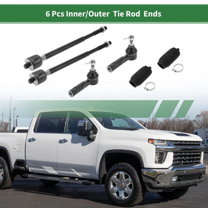 6pcs Front Suspension Kit Inner Outer Tie Rod End with Boot for Pontiac Torrent (2006–2009)