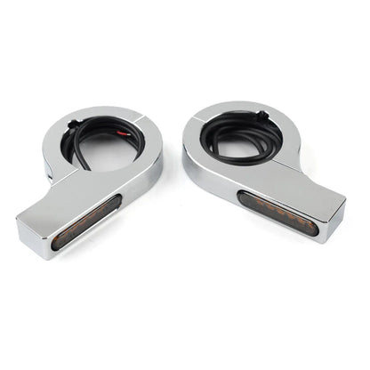 33MM-37MM Amber Chrome Fork Turn Signal Lights for Harley Touring Dyna