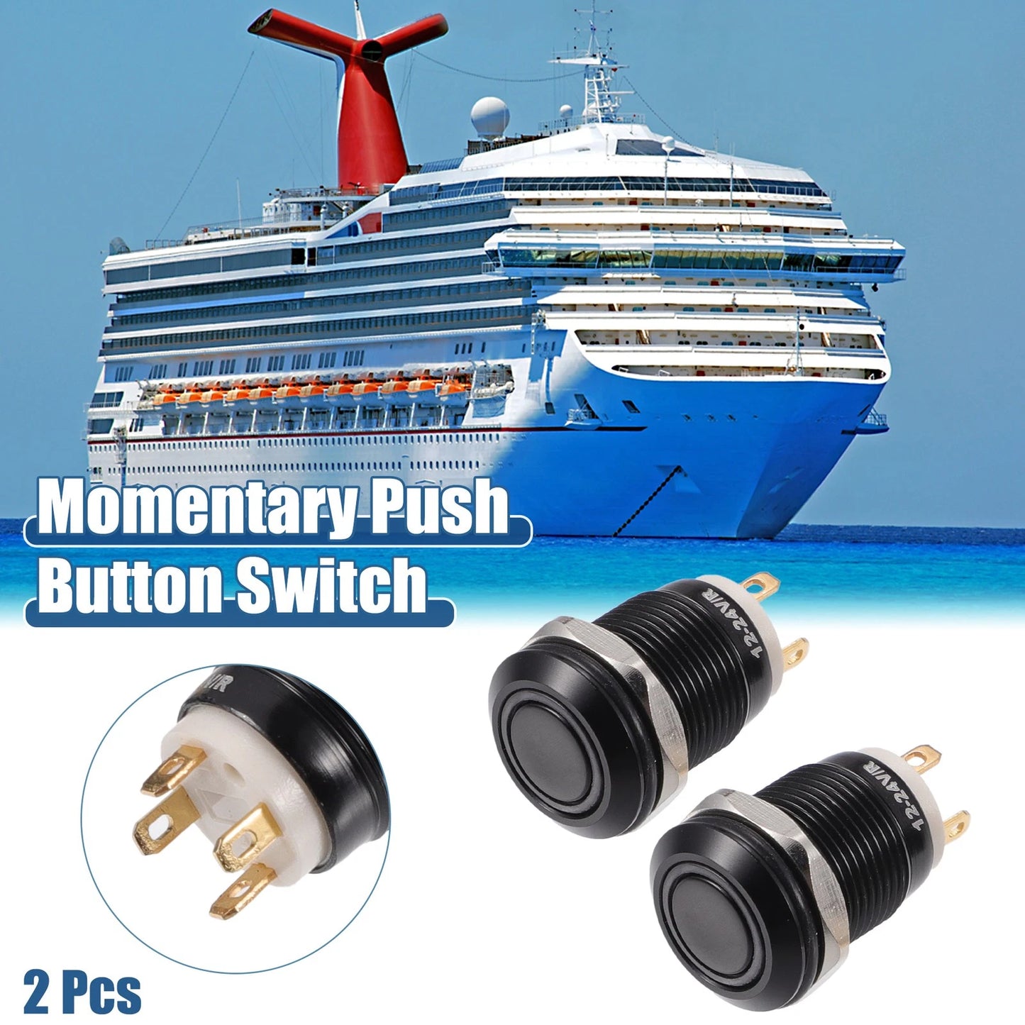 2X Push Button Switch for Car Interior Red Light (Universal)