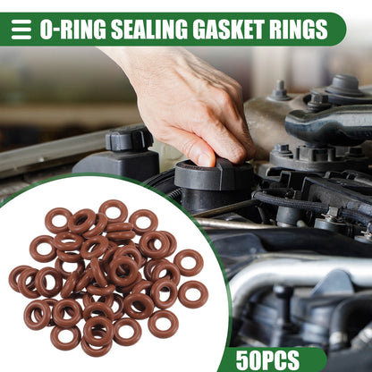 50pcs FKM Rubber O Ring Seal Gasket for Universal Cars 7mm ID x 4mm CS
