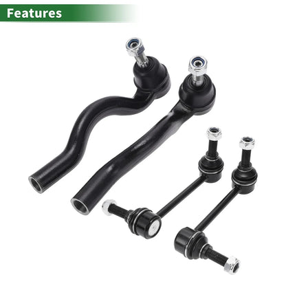 4pcs Front Suspension Kit Outer Tie Rod Ends & Sway Bar Links for Dodge Durango