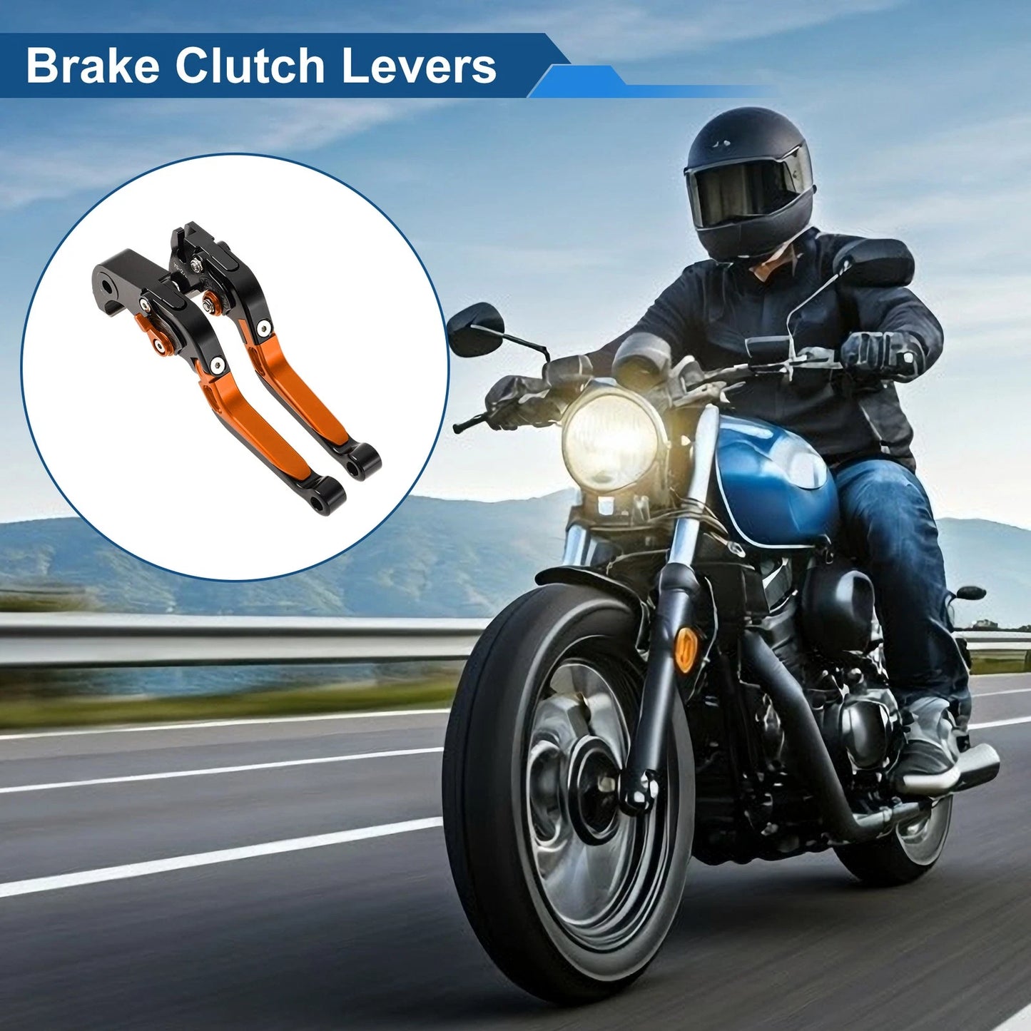 Brake Clutch Levers for Kawasaki ZX10R (2006–2015) Black Head Orange Handle