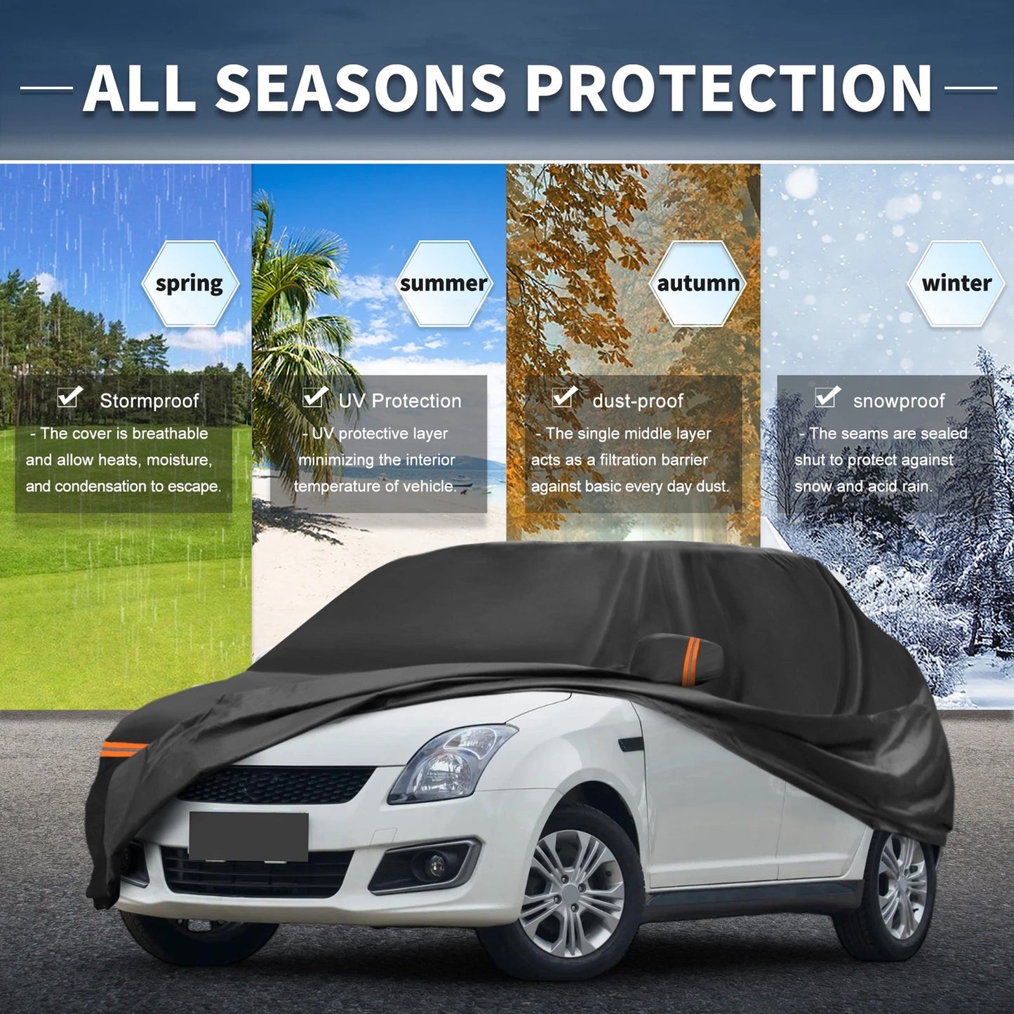 Waterproof Car Cover for Suzuki Swift (2010–2023) with Zipper