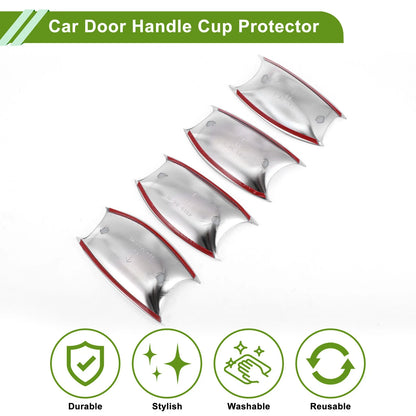 Car Door Handle Cup Protector for Hyundai Fiesta Chrome Silver Tone 4 x Pcs