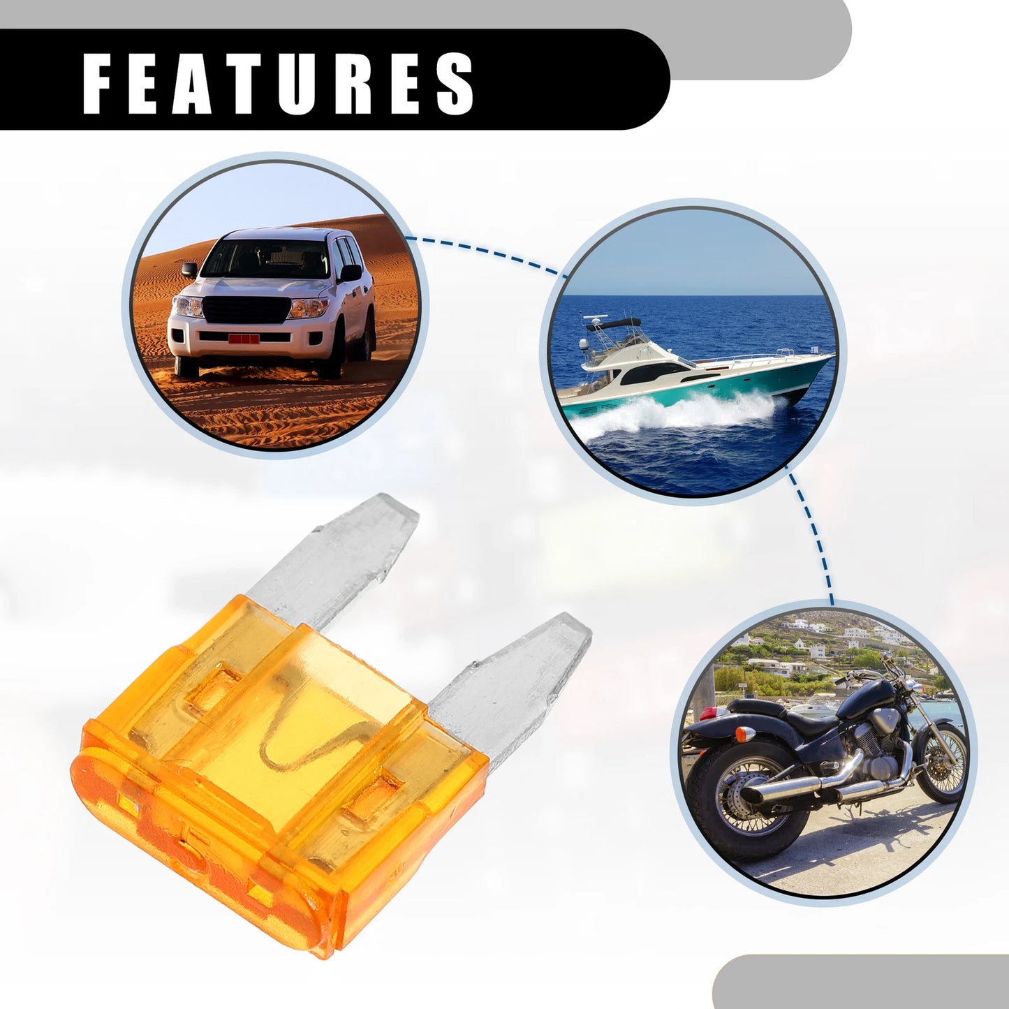 50 Pcs Mini 5AMP APM/ATM Blade Fuses for Automotive Short Circuit Protection