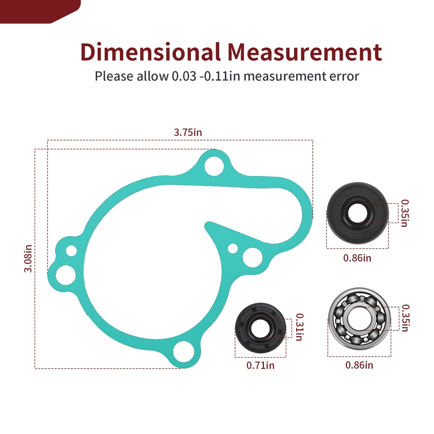 Water Pump Bearing Seal Gasket Kit for Yamaha YZ125X YZ125 (2005–2024)
