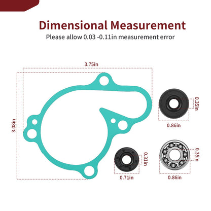 Water Pump Bearing Seal Gasket Kit for Yamaha YZ125X YZ125 (2005–2024)