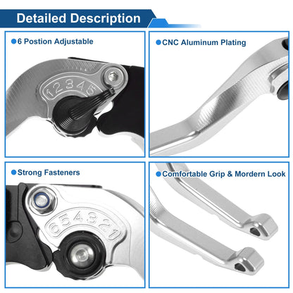 Short Brake Clutch Levers for Yamaha Tenere 700 (2019–2025) - Silver Tone