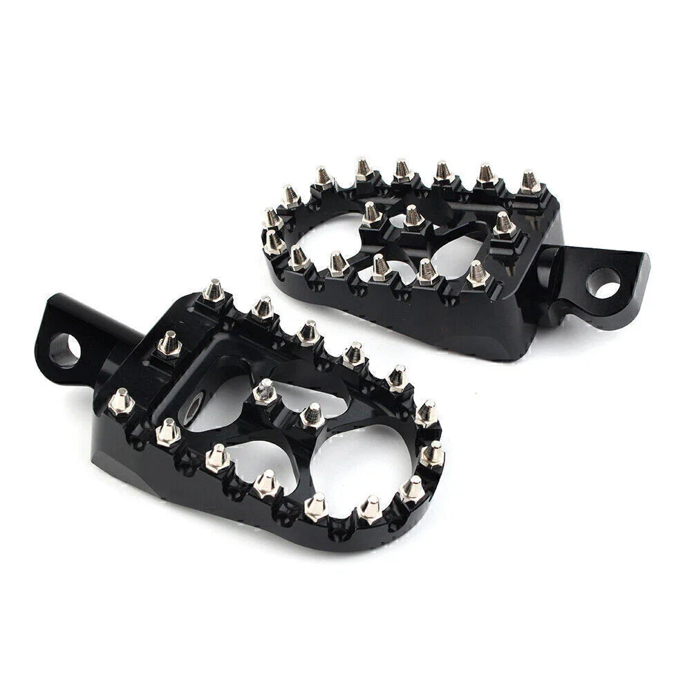 Wide Black Foot Pegs MX Style for Harley Dyna Sportster Iron 883 Fatboy (2004-2023)