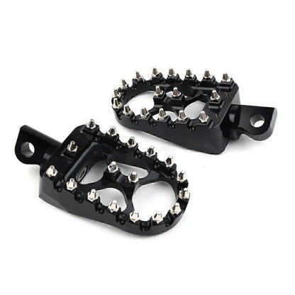 Wide Black Foot Pegs MX Style for Harley Dyna Sportster Iron 883 Fatboy (2004-2023)