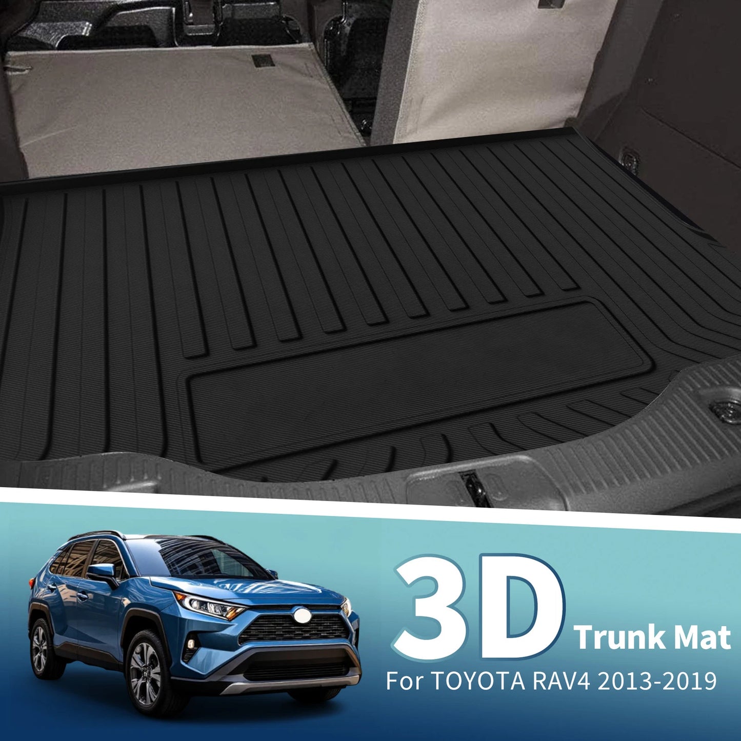 Flat Face Cargo Liner Rear Trunk Mat for Toyota RAV4 (2013–2019) TPE
