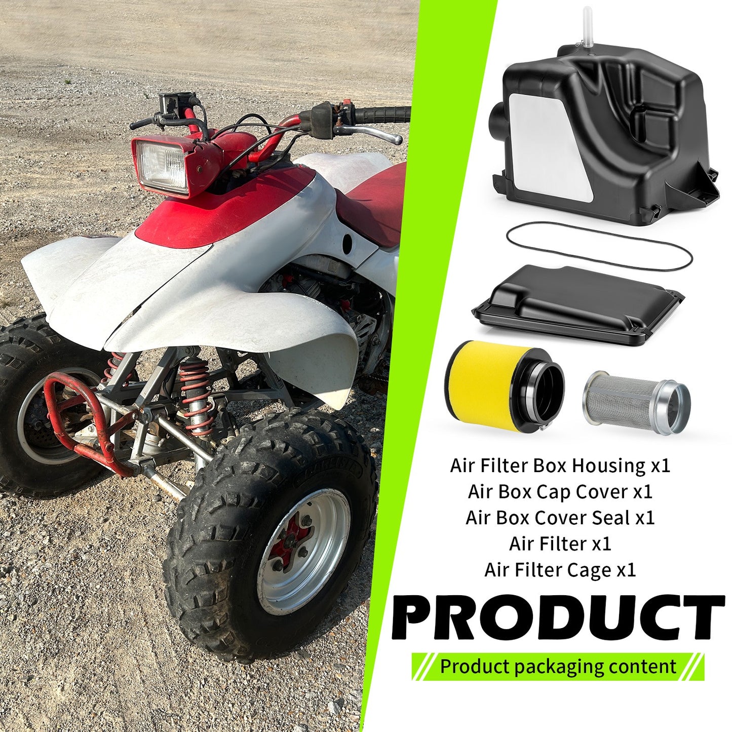 Air Filter & Air Box Kit for Honda FourTrax 250 TRX250X (1987–1992)