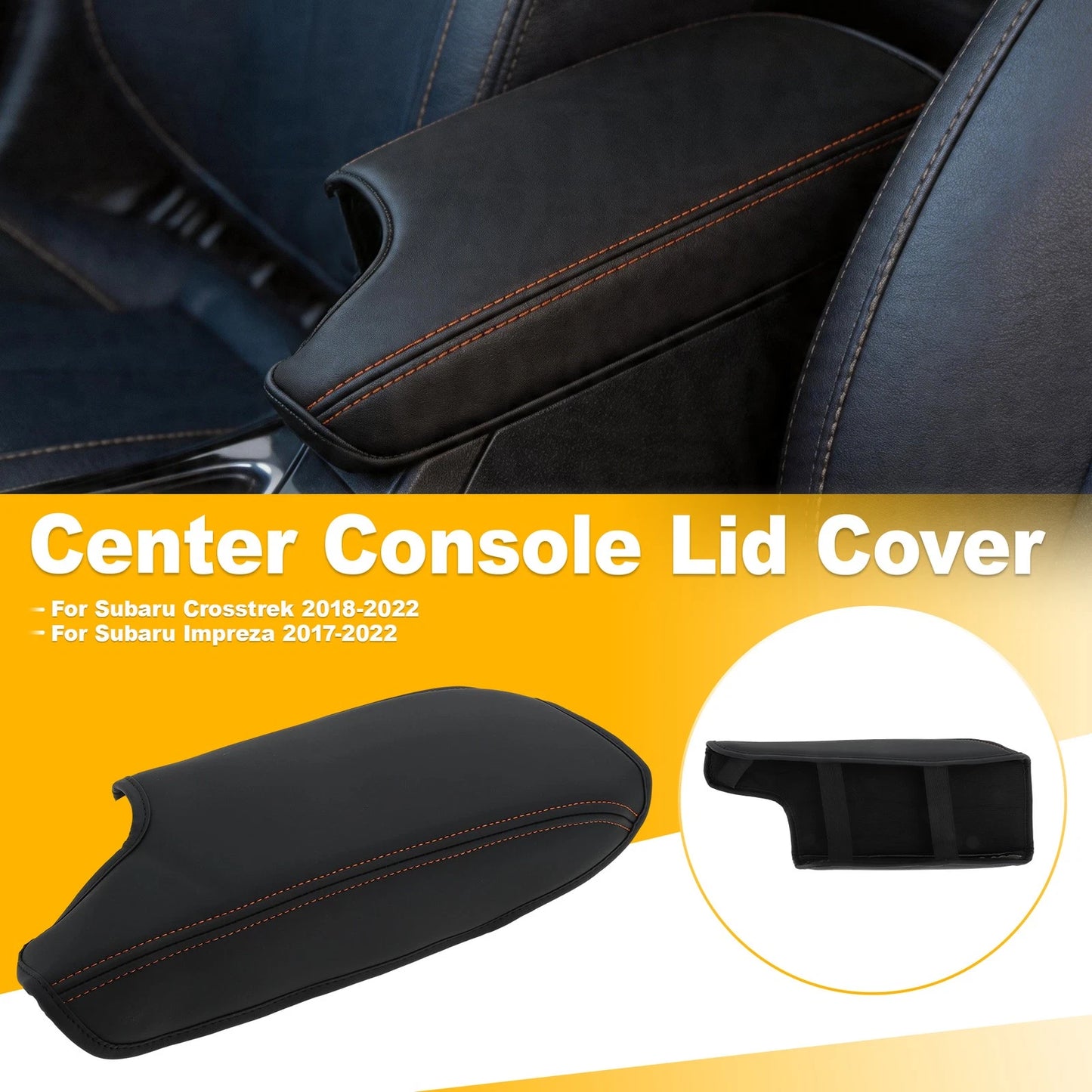 Leather Console Lid Armrest Cover for Subaru Crosstrek Impreza (2018–2022)