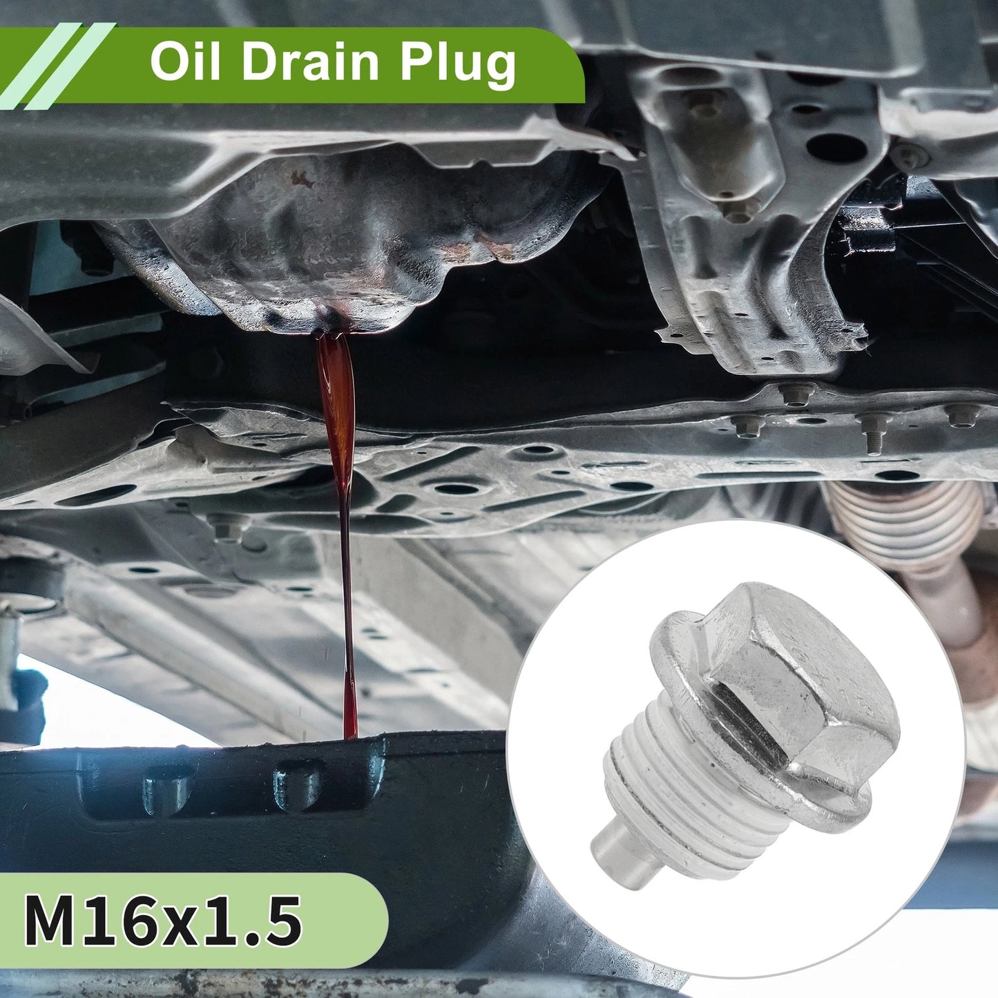Set of 2 M16x1.5 Copper Oil Drain Plug with Gasket for Car