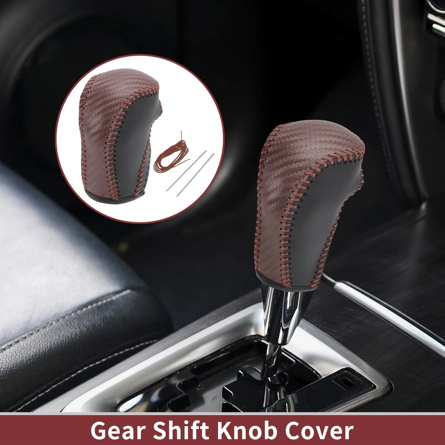 1 Pc Gear Shift Knob Cover for Mazda CX-5 (2013–2014) Black Brown Faux Leather