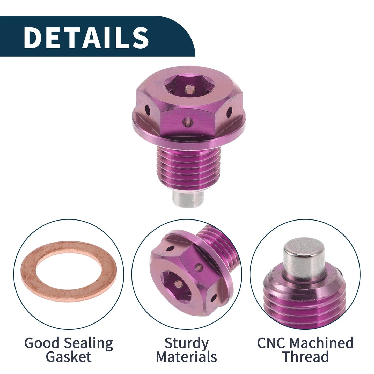 M12x1.25 Magnetic Oil Drain Plug for Universal Applications (Titanium Alloy)