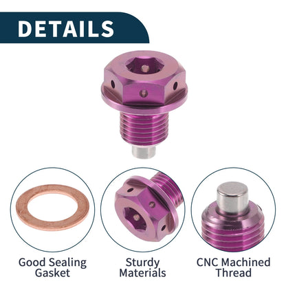 M12x1.25 Magnetic Oil Drain Plug for Universal Applications (Titanium Alloy)
